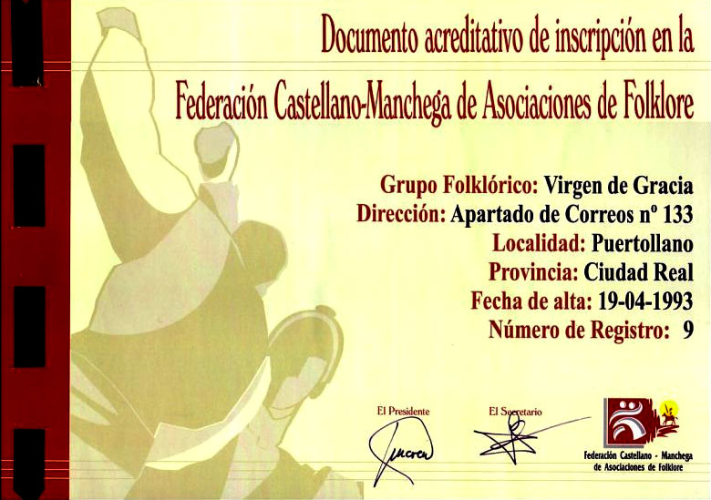 InscripciÃ³n en la FederaciÃ³n Regional de Asociaciones de Folklore
